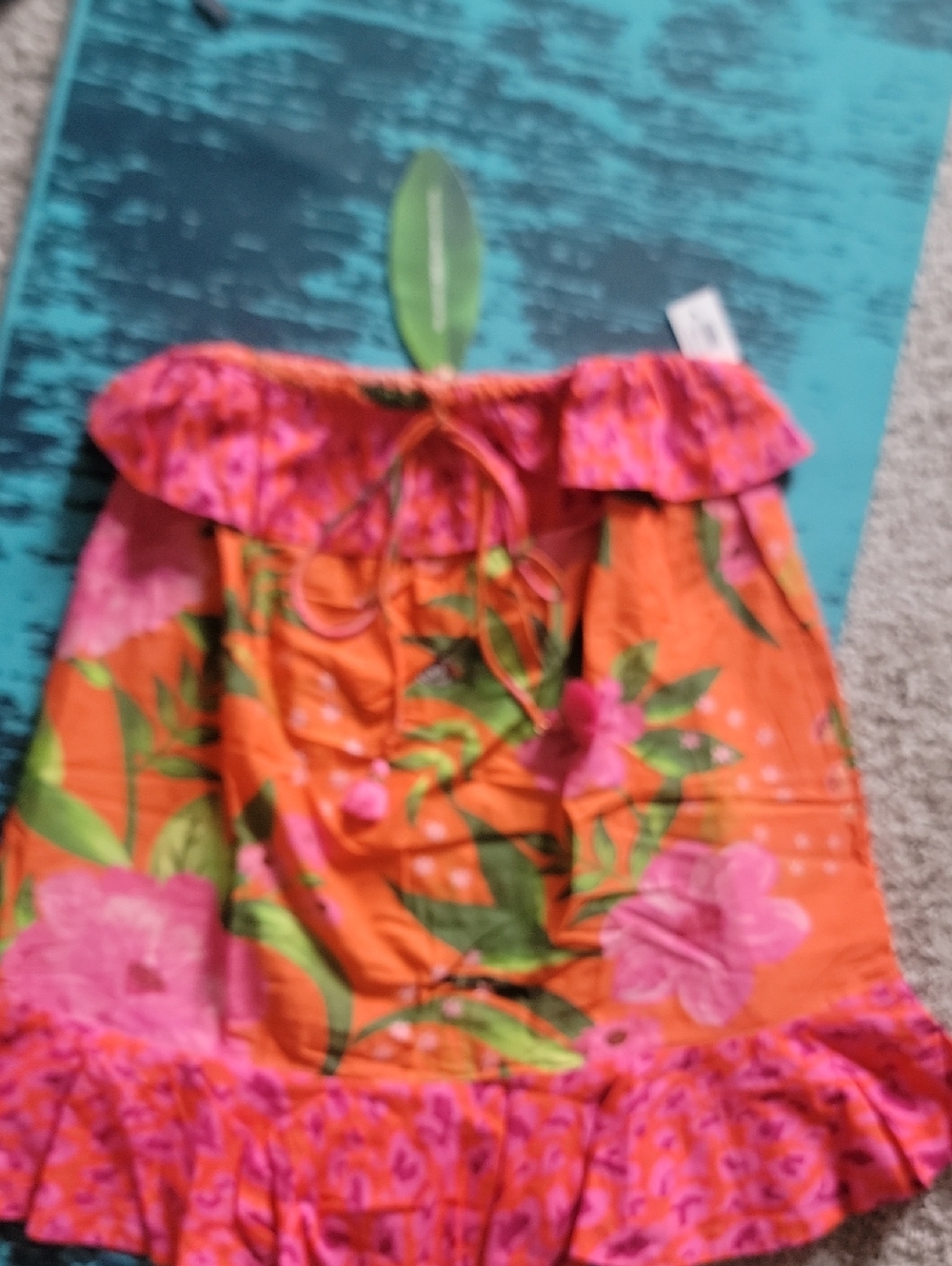 FARM Rio Pink & Orange Tropical Off-Shoulder Dress